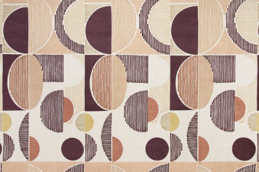 Galaxie wine and nutural embroidered and printed fabric