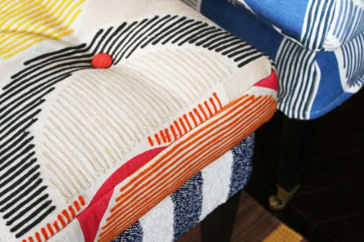 Galaxie embroidered Hot pink and Indigo blue fabric 