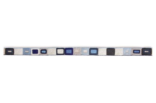 Totum embroidered geometric trim Indigo full pattern repeat