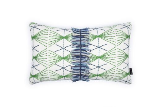 Green & Blue Mikado embroidered cushion by Christopher Farr Cloth X Veronique de Soultrait