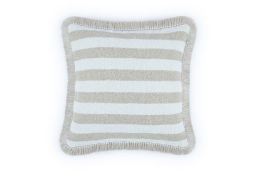 Outdoor Calvari Striped Cushion Sabbia neutral hues with Hula natural trim