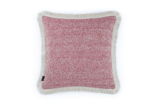 Outdoor Calvari Striped Cushion Rosso red and cream hues with Hula natural trim back cushion with Cova Rosso