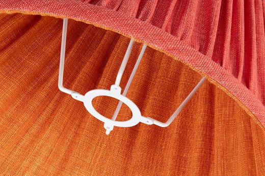 Coral Soprano Linen outside with Orange Soprano Linen Lining 14" UK/EU Gimbal Pleated Lampshade in Soprano Linen Fabric by Christopher Farr Cloth