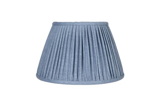 Denim Blue 14" Pleated Lampshade in Soprano Linen Fabric by Christopher Farr Cloth