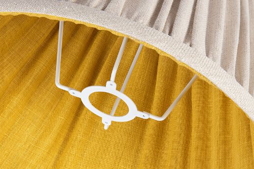 Inside View of Natural Soprano Linen outside with Lemon yellow Soprano Linen Lining 14" UK/EU Gimbal Pleated Lampshade in Soprano Linen Fabric by Christopher Farr Cloth