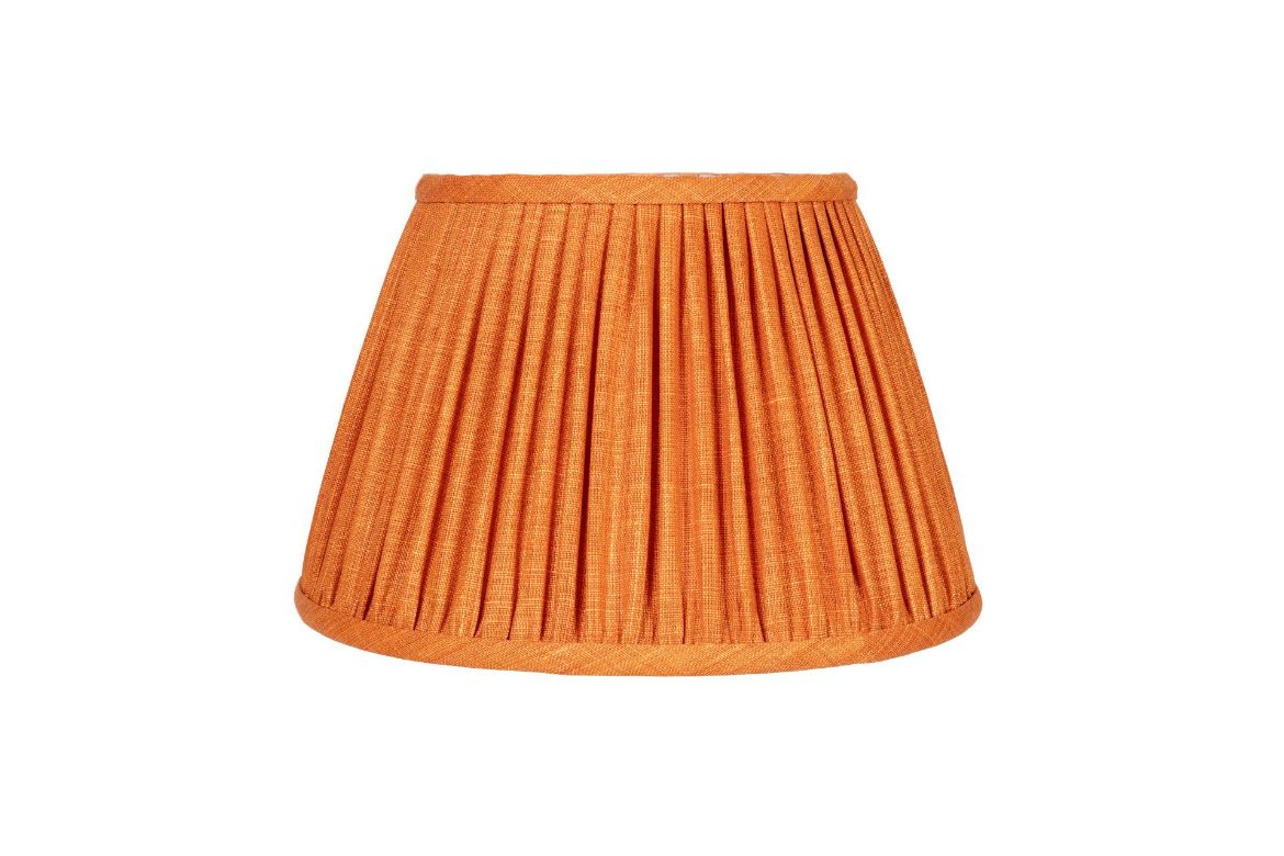 Orange 14" Pleated Lampshade in Soprano Linen Fabric by Christopher Farr Cloth