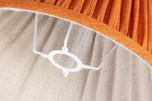 Inside View of Orange Soprano Linen outside with Natural Soprano Linen Lining 14" UK/EU Gimbal Pleated Lampshade in Soprano Linen Fabric by Christopher Farr Cloth