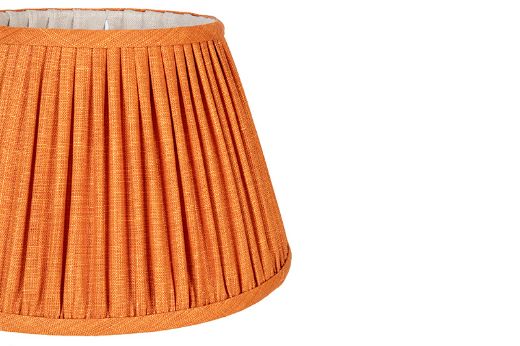 Side Detail Orange Soprano Linen outside with Natural Soprano Linen Lining 14"Pleated Lampshade in Soprano Linen Fabric by Christopher Farr Cloth